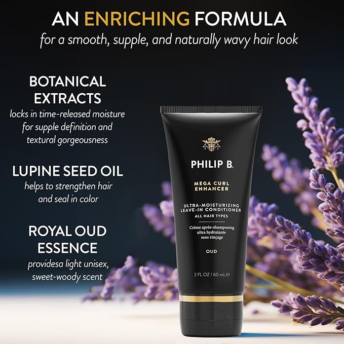PHILIP B Mega Curl Enhancer, 2 fl. oz. (60 ml) - Ultra-Moisturizing Leave-in Conditioner, Repairs Dry Strands, Tames Frizz