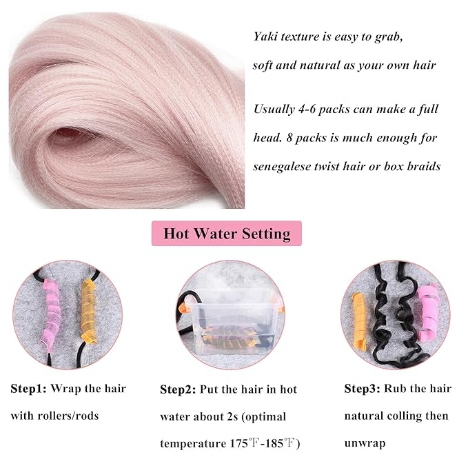 Rose Gold Braiding Hair Pre Stretched 30 inch Colored Hair Extensions for Braiding Pre Stretched Braiding Hair Kanekalo Box Braids Long Micro Knotless Prestretched Braiding Hair (Pack of 3)