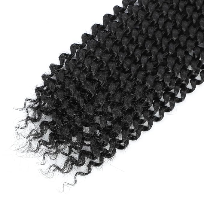 132 strands Passion Twist Hair Water Wave Black Color Curly Crochet Braids For Bomb Twists Goddess locs 18inch Long Bohemian Curl Synthetic Braiding Hair Extensions (18inch, 1B)