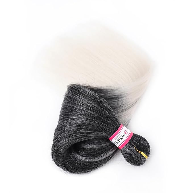 Ombre Grey Braiding Hair Pre Stretched 20 Inch 8 Packs Salt and Pepper Braiding Hair Extensions for Crochet Box Braids Twists Locs Hair Itch Free Soft Yaki Texture Hot Water Setting (20inch,#1B/Gray)