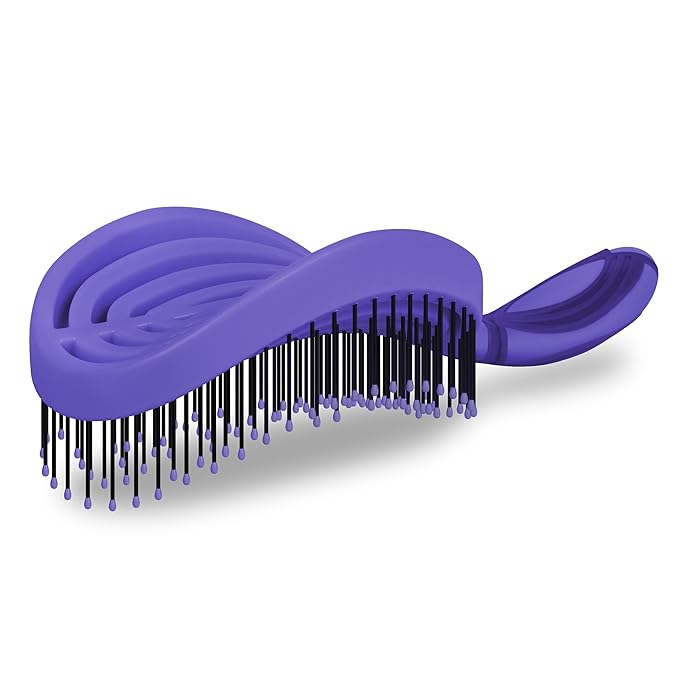 NuWay 4HAIR DoubleC PRO U.S. Patented Double Curved Detangling Brush is Hair Dryer Safe (Hyacinth)