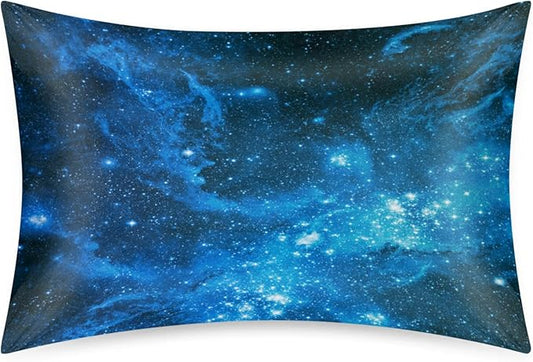 Galaxy Nebula Silky Satin Pillowcase for Hair & Skin, Bed Pillow Cases with Hidden Zipper Soft Breathable Pillow Covers for Sleeping Queen Size, 20x30in