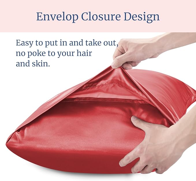 BEDELITE Satin Pillowcase for Hair and Skin, Super Soft and Cooling Similar to Silk Pillow Cases 2 Pack with Envelope Closure, Gift for Women Men(20"x36" King Size, Baked Apple)
