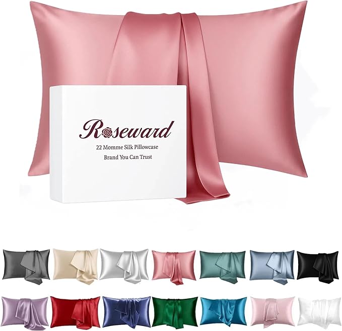 100% Mulberry Silk Pillow Cases King Size for Hair and Face Protection, Premium Hypoallergenic 22 Momme Silk Pillowcase Gift Set Made in USA, 1 Pack 20"x36" (King, Dusty Rose)
