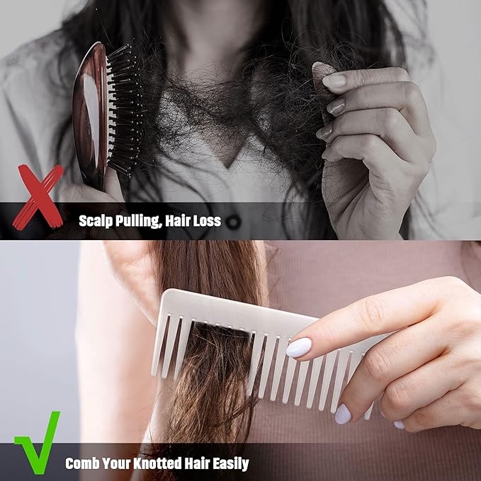 Patelai Wide Tooth Comb Large Hair Detangling Comb for Curly, Wet Dry Hair, No Handle Detangler Accessories(Transparent White)