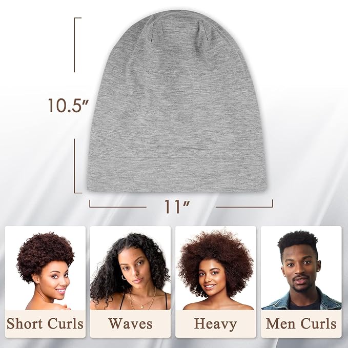 OLESILK 100% Mulberry Silk Bonnet for Sleeping Women, Silk Hair Wrap for Sleeping, Silk Sleep Bonnet for Women&Men, Real Silk, Not Satin, Light Grey