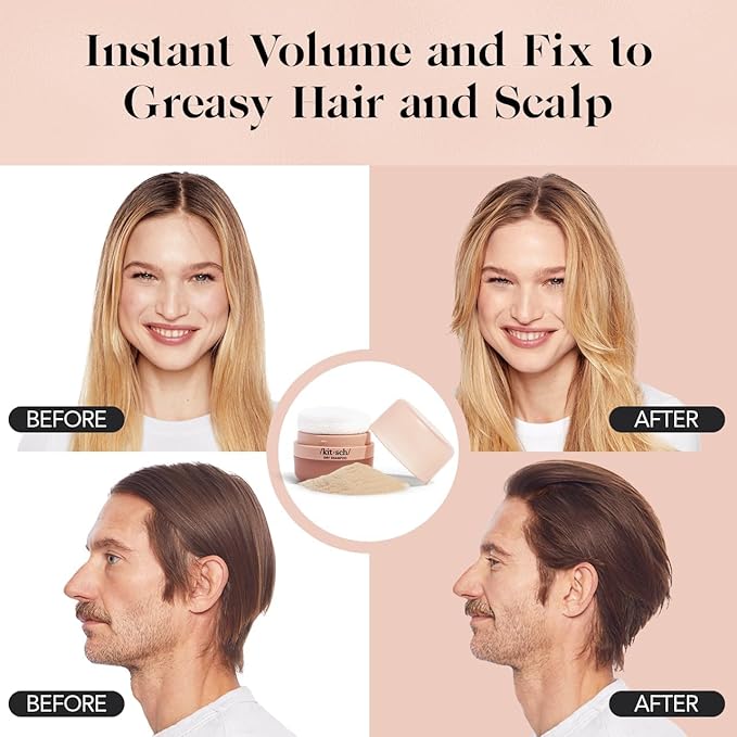 Kitsch Dry Shampoo Powder with Rice Protein for Women & Men - Unscented, Volumizing, No White Cast,Organic, Paraben Free, Non Aerosol for Oily and Light Hair, Travel Size | Ideal Gifts for Women - 8g