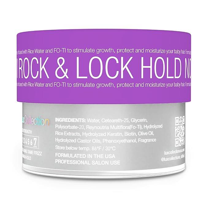 Edge Lux Edge Control Gel with Castor Oil, Keratin, Biotin, and Olive Oil - 48 Hour Maximum Hold, Non-Flaking, Non-Greasy, Scented, Conditioning Styling Gel for All Hair Types