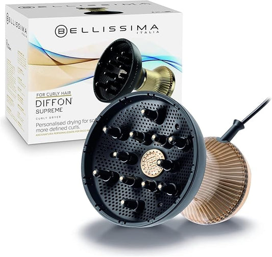 Bellissima Diffon Supreme Diffuser & Curly Hair Dryer - XL Diffuser for Long Waves, Curls, Coils - Cool Button - Anti-Frizz Technology