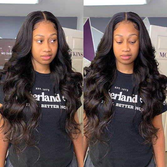 Human Hair Bundles with Closure (22 24 26 28+20，Free Part) Body Wave Bundles with Lace Closure Brazilian Human Hair Weave Bundles with Closure Virgin Hair Weft Natural Color