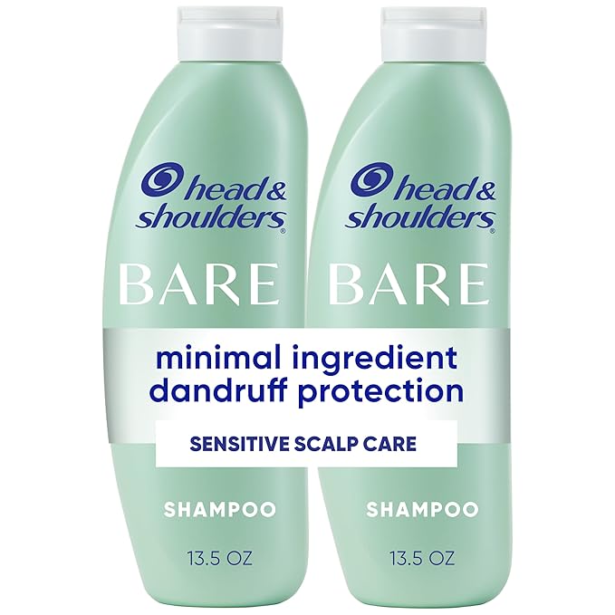 Head & Shoulders Anti-Dandruff Shampoo, BARE Sensitive Scalp Care Twin Pack, with 1% Pyrithione Zinc, Fragrance-Free, Free of Sulfates, Silicones, Gentle, 13.5 fl oz Each