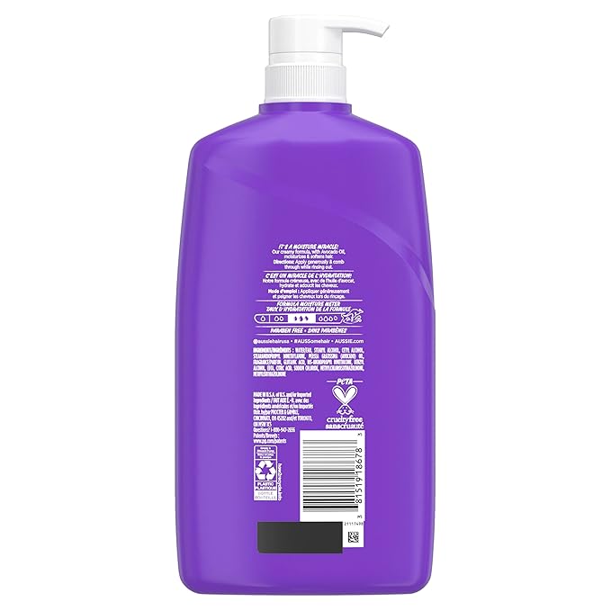 Aussie Miracle Moist with Avocado & Jojoba Oil, Paraben Free Conditioner, 26.2 fl oz