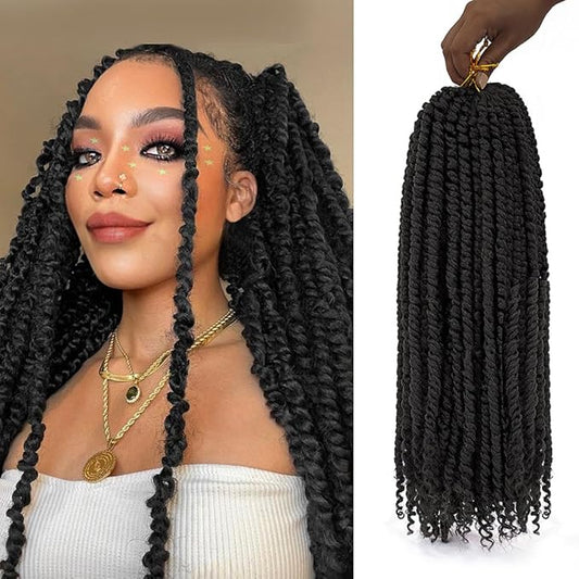 18inch Passion Twist Crochet Hair 96 Stands Pre-Twisted Passion Twist Hair 6 Packs Pre-Looped Passion Twists Braids Synthetic Passion Twist Brown Crochet Braids Hair Extensions (1#, 18 inch)