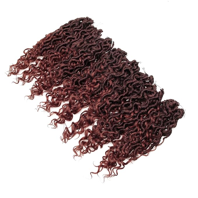 Goddess Locs Crochet Hair 10Inch 8Packs Faux Locs Crochet Hair Short Boho Locs Curly Crochet locs Crochet Hair Hippie Locs Bohemian Locs Crochet Braids for Black Women(1B/350, 10inch(Pack of 8))