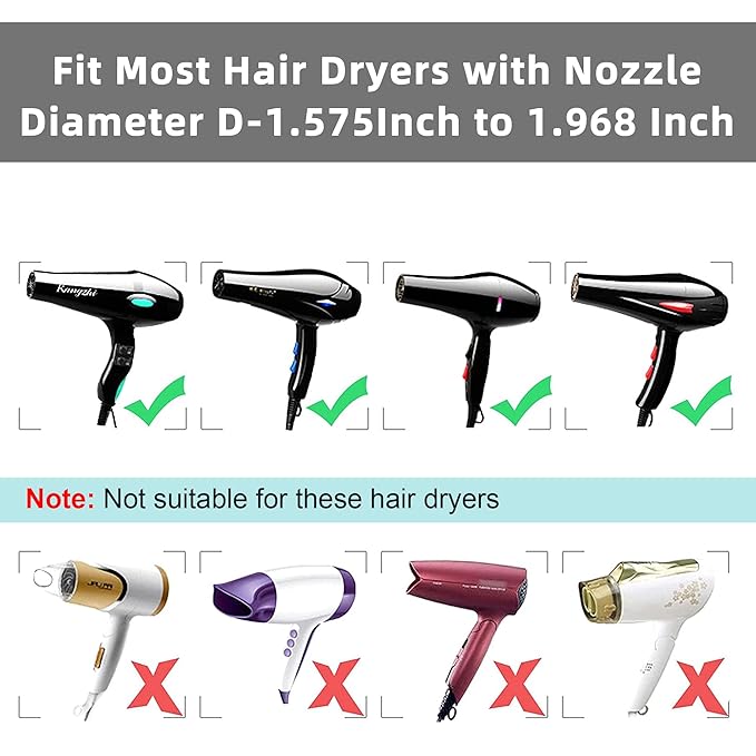 Collapsible Silicone Hair Dryer Diffuser - Travel and Easy Storage - Fit Most Hair Dryers with Nozzle Diameter D-1.575Inch to 1.968 Inch (4-5cm) - Gray