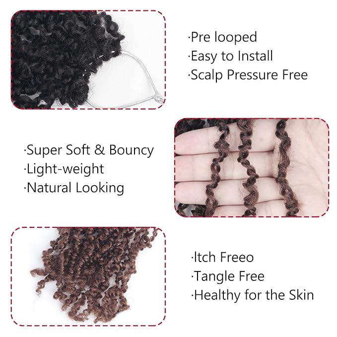 Yanky Twist Crochet Hair, PILLUGER Yaki Twists Hair Micro Spring Twist Braids,9 Packs Pre-looped passion Twist Brown Senegalese With Curls Crochet Synthetic Hair Extensions(OT30)