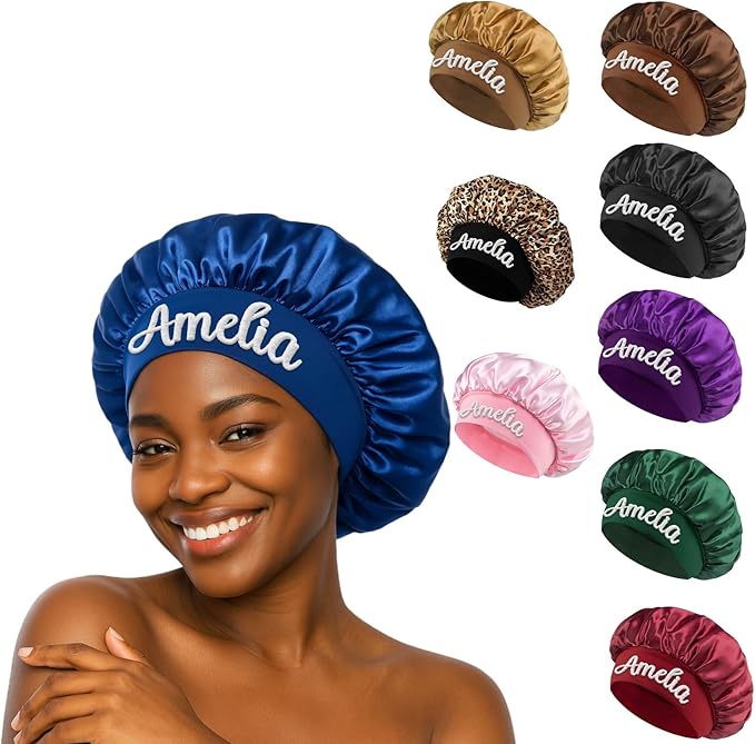 Custom Silk Bonnet for Sleeping Women Satin Bonnet Hair Wrap for Sleeping Band Sleep Night Head Cover for Curly Braid Fine