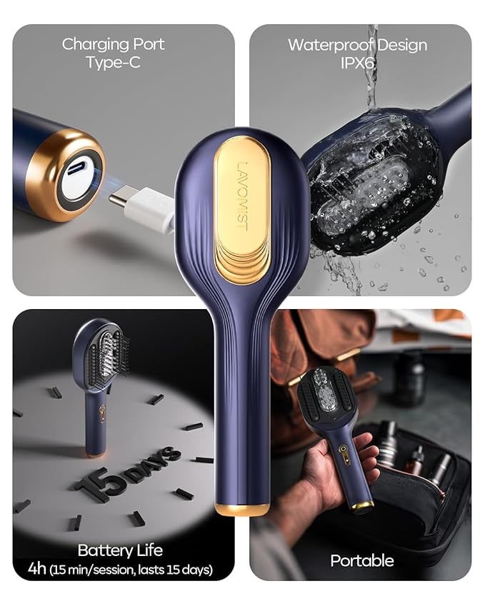 3-in-1 Hair Scalp Massager with Hair Oil Applicator, Electric Head Massager for Home Spa, IPX6 Waterproof 2500mAh Scalp Brush, Detangling Hair Comb -Ideal Gift for Women & Men