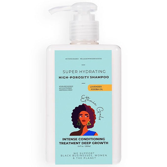 Ethnic Gals High Porosity Shampoo - Super Hydrating & Moisture-Locking Cleanse for Curly, Coily Hair with Aloe Vera & Argan Oil, 9.5 fl oz (280ml)