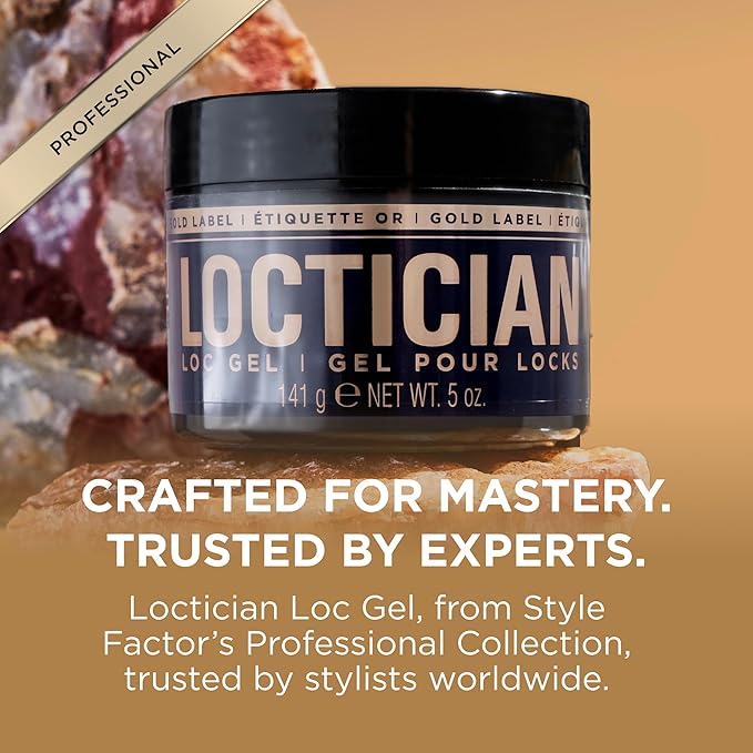 Style Factor Loctician Gold Label Premium Pomade with Biotin & Castor Oils – Strong Hold, Expert Styling Gel for Locs, Twists, Braids for All Hair Types 5 oz