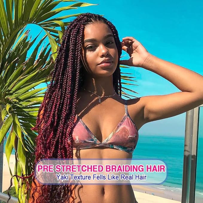 8 Pack Ombre Braiding Hair Pre Stretched - 36" 110G/Pack Premium Pre Stretched Braiding Hair Extensions, Professional Itch Free Hot Water Setting Perm Yaki Texture Prestretched Hair(1Bbug)