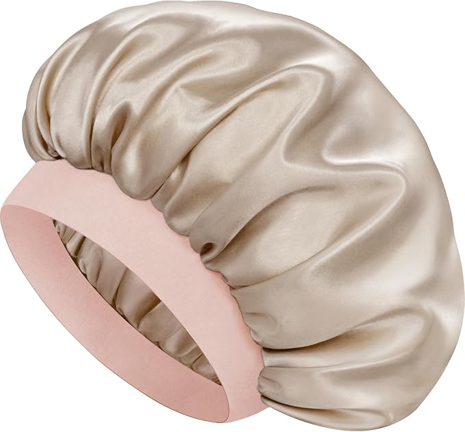 Satin Silk Bonnet for Sleeping, Double Layer Silk Sleep Cap for Men & Women, Soft Satin Lined Bonnet for Curly Hair