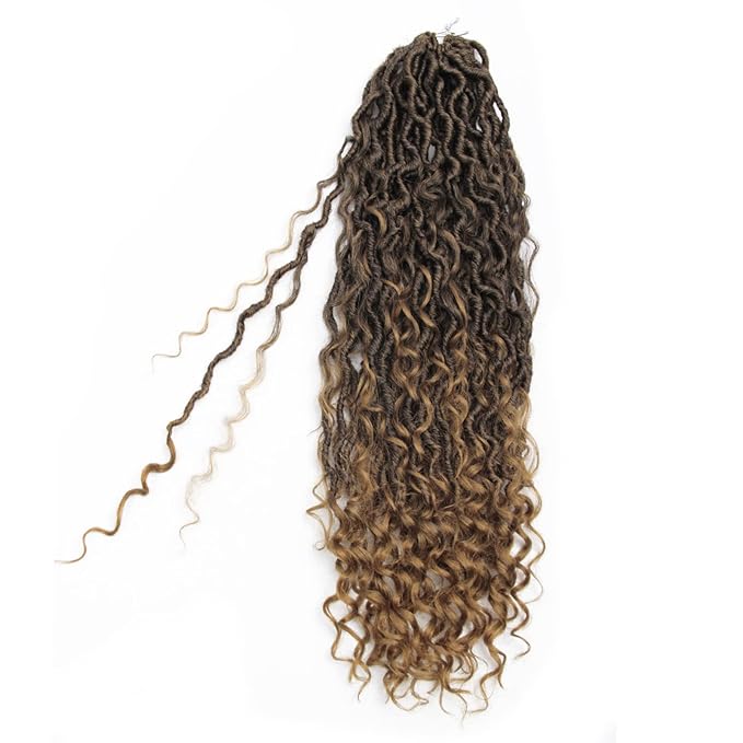 8Packs Goddess Locs Crochet Hair 22Inch Crochet Locs,Boho Faux Locs With Curly Ends River Hippie Locs Bohemian Locs Crochet Hair for Black Women(1B/27, 22inch(Pack of 8))