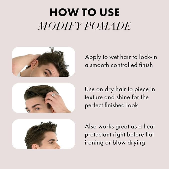 Hanz de Fuko Modify – Premium Men’s Hair Styling Pomade for a Medium Hold, High Shine – Ideal Texture Product for All Hair Types, Includes Premium Ingredients Such as Shea Butter – 2 oz, Travel Size