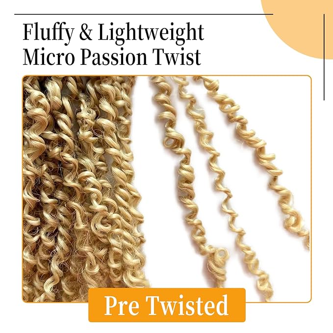 12 Inch Pre-Looped Yanky Twist Crochet Hair, 30 Strands/Pc, Mini Passion Twists, Senegalese Braiding Hair (27/613, 8 Pcs/Pack)