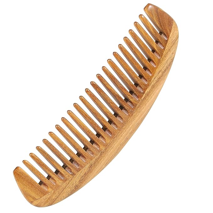 Onedor Handmade 100% Natural Green Sandalwood Hair Combs - Anti-Static Sandalwood Scent Natural Hair Detangler Wooden Comb (Oval Fine Tooth)