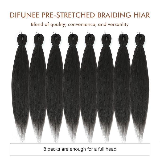 Pre-stretched Braiding Hair - 16 Inch 8 Packs Light Brown Short Braiding Hair For Twist or Box Braids, Yaki Texture Hot Water Setting Synthetic Braiding Hair Extensions (16 Inch, #4-8P)