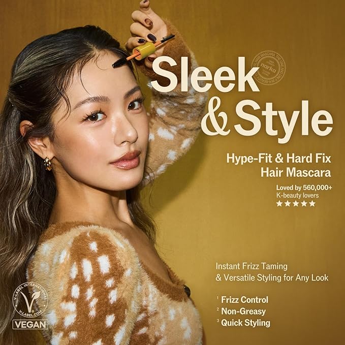 Hype Fit Hair Mascara – Flyaway Slick Stick & Edge Control with Dual-Brush Design for Precision Styling, Lightweight Non-Greasy Natural Hold, Easy-Wash Formula
