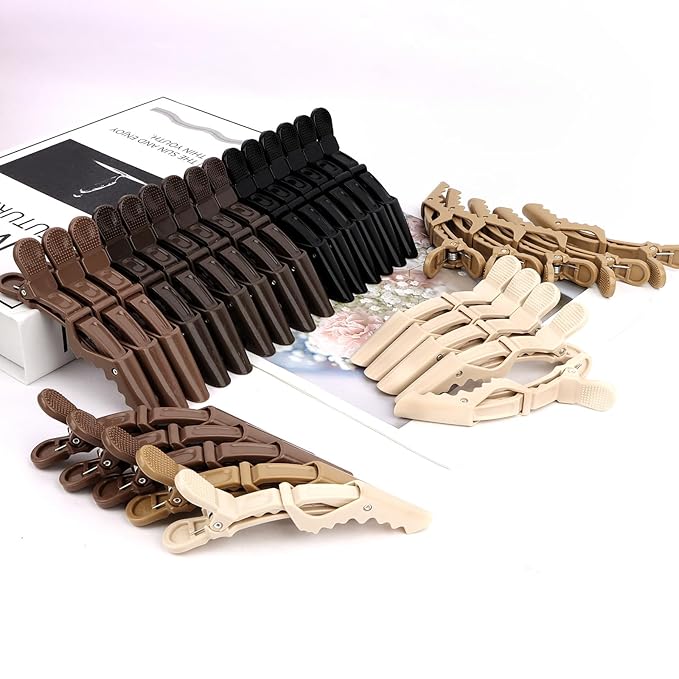 30 Pack Alligator Hair Clips for Styling, Sectioning Crocodile hair Clips Professional Barber Accessories for Salon of Thick Curly Volume Hair (Neutral)