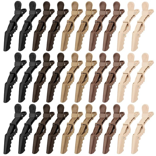 30 Pack Alligator Hair Clips for Styling, Sectioning Crocodile hair Clips Professional Barber Accessories for Salon of Thick Curly Volume Hair (Neutral)