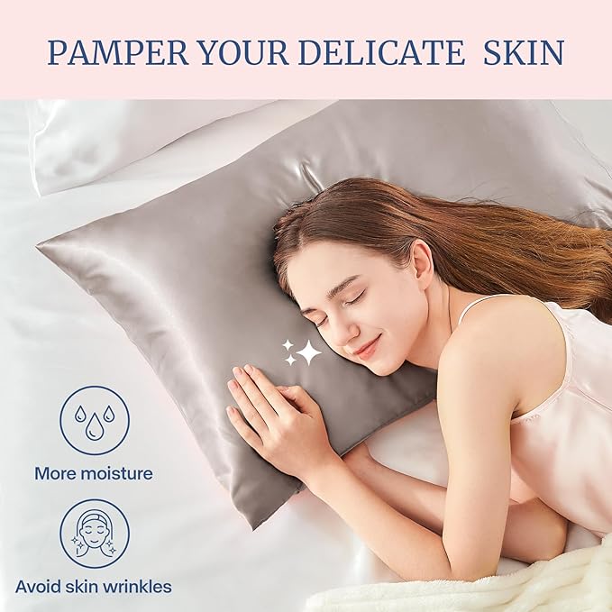 BEDELITE Satin Pillowcase for Hair and Skin, Super Soft and Cooling Similar to Silk Pillow Cases 2 Pack with Envelope Closure, Gift for Women Men(20"x40" King Size, Rose Taupe)