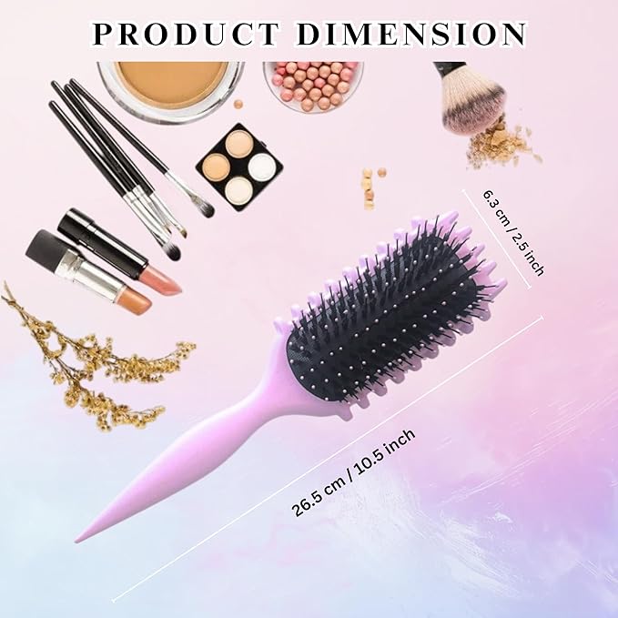 Curl Defining Brush, Curly Hair Brush for Styling, Shaping, Detangling & Defining Curls for Women and Men, Curl Brushes for Curly Hair Work on all Wet or Dry Hair Types (Purple)