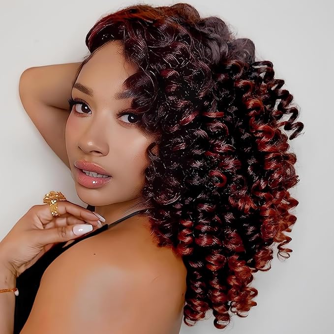 Short Jamaican Bounce Crochet Hair 5 Packs 2X Ringlet Wand Curl Crochet Hair 8 Inch Curly Crochet Hair Extensions Curly Crochet Braiding Hair 100 Roots