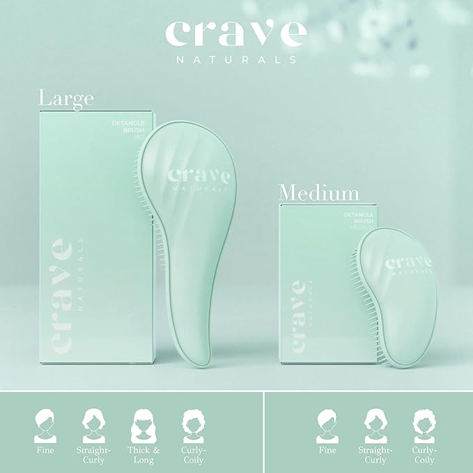 Crave Naturals Mini Detangler Hair Brush Turquoise – Glide Thru Hair Detangler Brush for Women, Kids & Toddlers – Gentle Scalp Care, No-Pain Tangle-Free Hairbrush for All Hair Types, Travel Hair Brush