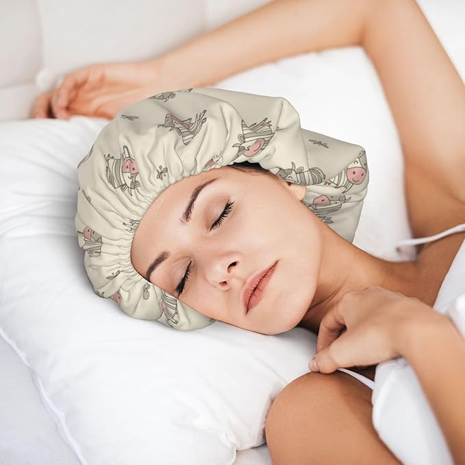 Silk Bonnet for Sleeping, Satin Hair Bonnets, Soft Elastic Band Silk Sleep Cap, Hair Wrap for Women