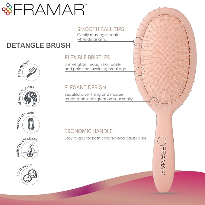 Framar Detangling Brush for Curly Hair – Hair Brushes for Women, Wet Detangler Hair Brush, Wet Hairbrush For Women, Hairbrushes, Hair Brush Detangler – Reduces Hair Breakage Champagne
