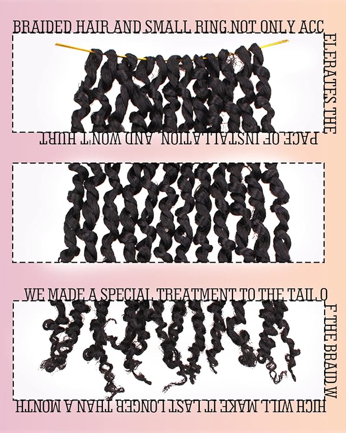12 Inches 8 Packs Passion Twist Crochet Hair-Natural Black Pre-twisted Passion Twists,Pre-Looped Crochet Braids Made Of Bohemian Hair Synthetic Braiding Hair Extensions (12 Inch(Pack of 8), 1B)