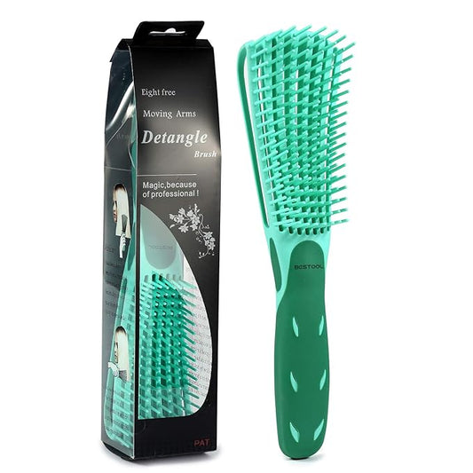 BESTOOL Detangling Brush for Black Natural Hair, Curly Hair Afro 3/4abc Texture - Faster and Easier Detangle Wet or Dry With No Pain (Green)