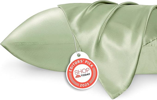 Bedsure Satin Pillowcases, Similar to Silk Pillow Cases Queen Size Set of 2, Pillow Case for Sleeping Women with Envelope Closure, Gifts for Women Men, Sage Green, 20x30 Inches, 2pcs