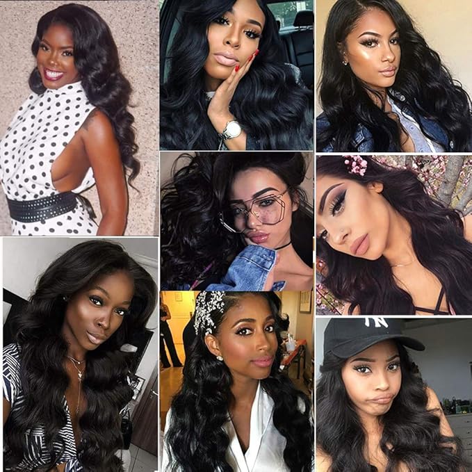Body Wave Bundles With Frontal - 9A Grade Brazilian Virgin Human Hair - Ear to Ear Lace Frontal (16 18 20+16 Frontal, Natural Color)