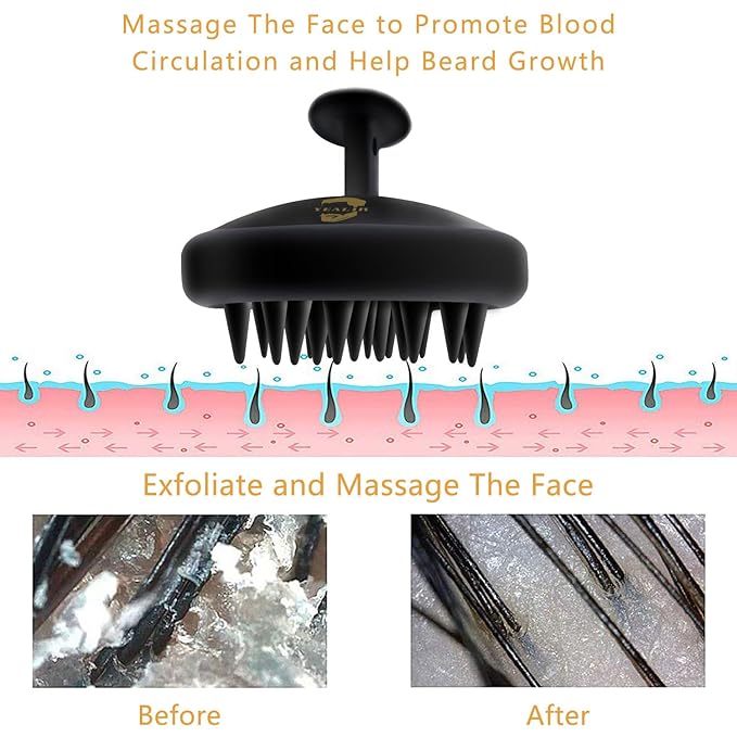 Beard Brush for Men, Silicone Beard Scrubber, Deep Cleans, Hair & Beard Exfoliator Helping Beard Shampoo Better Clean the Beard, Good Helper for Beard Oil - Eco & Reusable