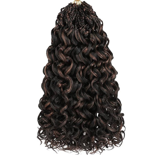 14 Inch Gogo Curl Crochet Hair Ocean Wave Crochet Hair Deep Twist Pre-looped 8 Packs Goddess Box Braids Short Curly Water Wave Synthetic Braiding Hair for Women (16Strands/pack 1BH30#)
