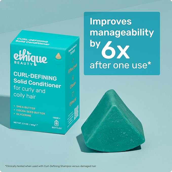 Ethique Curl-Defining Conditioner Bar with Shea Butter - Plastic-Free, Cruelty-Free, Vegan, 2.12 oz - Formerly Curliosity