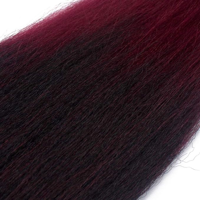 Dorsanee Ombre Burgundy Braiding Hair Pre Stretched 20 Inch 8 Packs Braiding Hair Extensions for Crochet Box Braids Twists Locs Hair Itch Free Soft Yaki Texture Hot Water Setting (20inch,#1B/Bug)