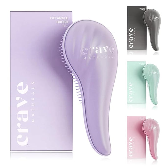 Crave Naturals Detangling Hair Brush Large Purple – Glide Thru Hair Detangler Brush for Women, Kids & Toddlers – Gentle Scalp Care, No-Pain Tangle-Free Hairbrush for All Hair Types