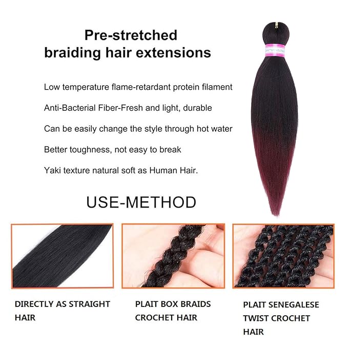 Pre Stretched Braiding Hair Extensions 12 Inch 8 Packs Synthetic Braiding Hair Crochet Braids, Natural Easy Braid Hot Water Setting Professional Soft Yaki Straight Texture (#1B/bug)